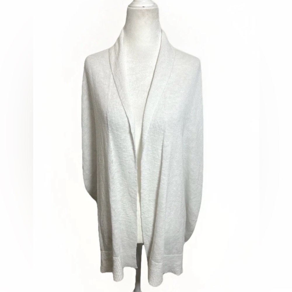 Eileen Fisher Cardigan Organic Linen Cotton Women M Open Short Sleeve Capsule